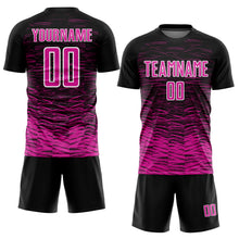 Load image into Gallery viewer, Custom Black Deep Pink-White Line Sublimation Soccer Uniform Jersey