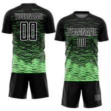 Load image into Gallery viewer, Custom Black Pea Green-White Line Sublimation Soccer Uniform Jersey