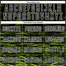 Load image into Gallery viewer, Custom Black Neon Green-White Line Sublimation Soccer Uniform Jersey