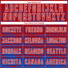 Load image into Gallery viewer, Custom Red Thunder Blue-White Line Sublimation Soccer Uniform Jersey