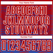 Load image into Gallery viewer, Custom Red Thunder Blue-White Line Sublimation Soccer Uniform Jersey