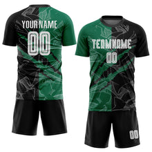 Load image into Gallery viewer, Custom Graffiti Pattern Black-Kelly Green Scratch Sublimation Soccer Uniform Jersey