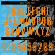 Load image into Gallery viewer, Custom Graffiti Pattern Bay Orange Black-Sky Blue Scratch Sublimation Soccer Uniform Jersey