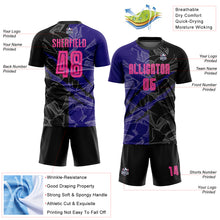 Load image into Gallery viewer, Custom Graffiti Pattern Pink Black-Dark Purple Scratch Sublimation Soccer Uniform Jersey
