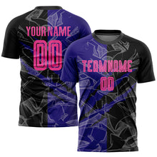 Load image into Gallery viewer, Custom Graffiti Pattern Pink Black-Dark Purple Scratch Sublimation Soccer Uniform Jersey