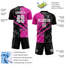 Load image into Gallery viewer, Custom Graffiti Pattern Black-Deep Pink Scratch Sublimation Soccer Uniform Jersey
