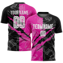 Load image into Gallery viewer, Custom Graffiti Pattern Black-Deep Pink Scratch Sublimation Soccer Uniform Jersey