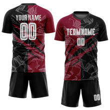 Load image into Gallery viewer, Custom Graffiti Pattern Black-Maroon Scratch Sublimation Soccer Uniform Jersey