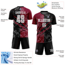 Load image into Gallery viewer, Custom Graffiti Pattern Black-Maroon Scratch Sublimation Soccer Uniform Jersey