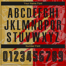 Load image into Gallery viewer, Custom Graffiti Pattern Black Red-Old Gold Scratch Sublimation Soccer Uniform Jersey