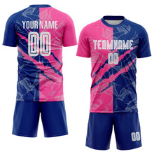 Load image into Gallery viewer, Custom Graffiti Pattern Pink-Royal Scratch Sublimation Soccer Uniform Jersey