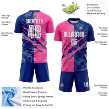 Load image into Gallery viewer, Custom Graffiti Pattern Pink-Royal Scratch Sublimation Soccer Uniform Jersey