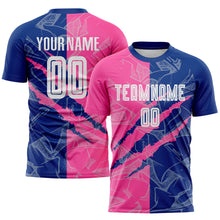 Load image into Gallery viewer, Custom Graffiti Pattern Pink-Royal Scratch Sublimation Soccer Uniform Jersey