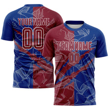 Load image into Gallery viewer, Custom Graffiti Pattern Crimson-Royal Scratch Sublimation Soccer Uniform Jersey