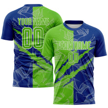 Load image into Gallery viewer, Custom Graffiti Pattern Aurora Green-Royal Scratch Sublimation Soccer Uniform Jersey