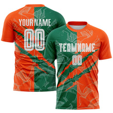 Load image into Gallery viewer, Custom Graffiti Pattern Kelly Green-Orange Scratch Sublimation Soccer Uniform Jersey