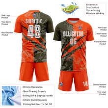 Load image into Gallery viewer, Custom Graffiti Pattern Olive-Orange Scratch Sublimation Soccer Uniform Jersey