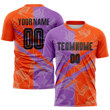 Load image into Gallery viewer, Custom Graffiti Pattern Black Medium Purple-Orange Scratch Sublimation Soccer Uniform Jersey