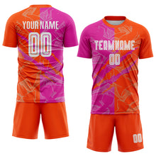 Load image into Gallery viewer, Custom Graffiti Pattern Deep Pink-Orange Scratch Sublimation Soccer Uniform Jersey