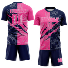 Load image into Gallery viewer, Custom Graffiti Pattern Pink-Navy Scratch Sublimation Soccer Uniform Jersey