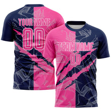 Load image into Gallery viewer, Custom Graffiti Pattern Pink-Navy Scratch Sublimation Soccer Uniform Jersey