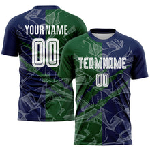 Load image into Gallery viewer, Custom Graffiti Pattern Green-Navy Scratch Sublimation Soccer Uniform Jersey