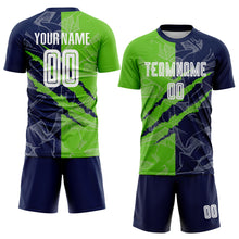 Load image into Gallery viewer, Custom Graffiti Pattern Aurora Green-Navy Scratch Sublimation Soccer Uniform Jersey