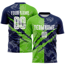 Load image into Gallery viewer, Custom Graffiti Pattern Aurora Green-Navy Scratch Sublimation Soccer Uniform Jersey