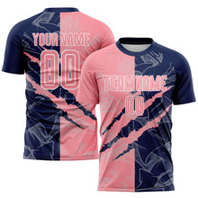 Load image into Gallery viewer, Custom Graffiti Pattern Medium Pink-Navy Scratch Sublimation Soccer Uniform Jersey