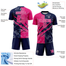 Load image into Gallery viewer, Custom Graffiti Pattern Hot Pink-Navy Scratch Sublimation Soccer Uniform Jersey