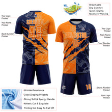 Load image into Gallery viewer, Custom Graffiti Pattern Bay Orange-Navy Scratch Sublimation Soccer Uniform Jersey