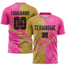 Load image into Gallery viewer, Custom Graffiti Pattern Black Old Gold-Pink Scratch Sublimation Soccer Uniform Jersey