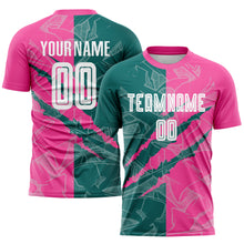 Load image into Gallery viewer, Custom Graffiti Pattern Teal-Pink Scratch Sublimation Soccer Uniform Jersey