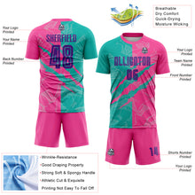 Load image into Gallery viewer, Custom Graffiti Pattern Purple Teal-Pink Scratch Sublimation Soccer Uniform Jersey