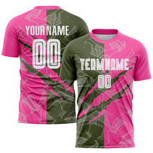 Load image into Gallery viewer, Custom Graffiti Pattern Olive-Pink Scratch Sublimation Soccer Uniform Jersey