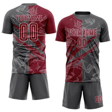 Load image into Gallery viewer, Custom Graffiti Pattern Crimson-Steel Gray Scratch Sublimation Soccer Uniform Jersey