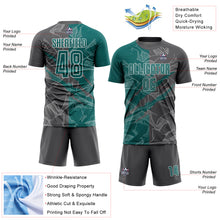 Load image into Gallery viewer, Custom Graffiti Pattern Teal-Steel Gray Scratch Sublimation Soccer Uniform Jersey