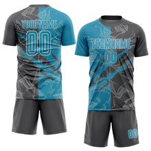 Load image into Gallery viewer, Custom Graffiti Pattern Panther Blue-Steel Gray Scratch Sublimation Soccer Uniform Jersey