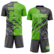 Load image into Gallery viewer, Custom Graffiti Pattern Aurora Green-Steel Gray Scratch Sublimation Soccer Uniform Jersey