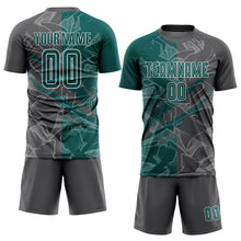 Load image into Gallery viewer, Custom Graffiti Pattern Midnight Green-Steel Gray Scratch Sublimation Soccer Uniform Jersey