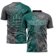 Load image into Gallery viewer, Custom Graffiti Pattern Midnight Green-Steel Gray Scratch Sublimation Soccer Uniform Jersey
