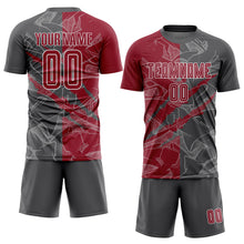 Load image into Gallery viewer, Custom Graffiti Pattern Cardinal-Steel Gray Scratch Sublimation Soccer Uniform Jersey