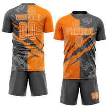 Load image into Gallery viewer, Custom Graffiti Pattern Bay Orange-Steel Gray Scratch Sublimation Soccer Uniform Jersey