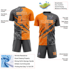 Load image into Gallery viewer, Custom Graffiti Pattern Bay Orange-Steel Gray Scratch Sublimation Soccer Uniform Jersey