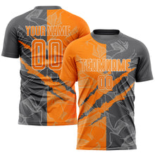 Load image into Gallery viewer, Custom Graffiti Pattern Bay Orange-Steel Gray Scratch Sublimation Soccer Uniform Jersey