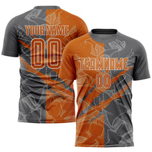 Load image into Gallery viewer, Custom Graffiti Pattern Texas Orange-Steel Gray Scratch Sublimation Soccer Uniform Jersey