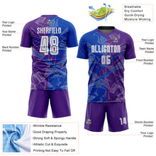 Load image into Gallery viewer, Custom Graffiti Pattern Thunder Blue-Purple Scratch Sublimation Soccer Uniform Jersey