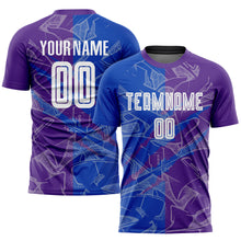 Load image into Gallery viewer, Custom Graffiti Pattern Thunder Blue-Purple Scratch Sublimation Soccer Uniform Jersey