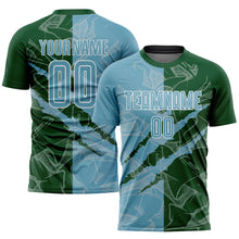 Load image into Gallery viewer, Custom Graffiti Pattern Shadow Blue-Green Scratch Sublimation Soccer Uniform Jersey