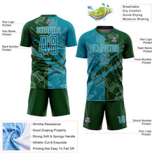 Load image into Gallery viewer, Custom Graffiti Pattern Teal-Green Scratch Sublimation Soccer Uniform Jersey